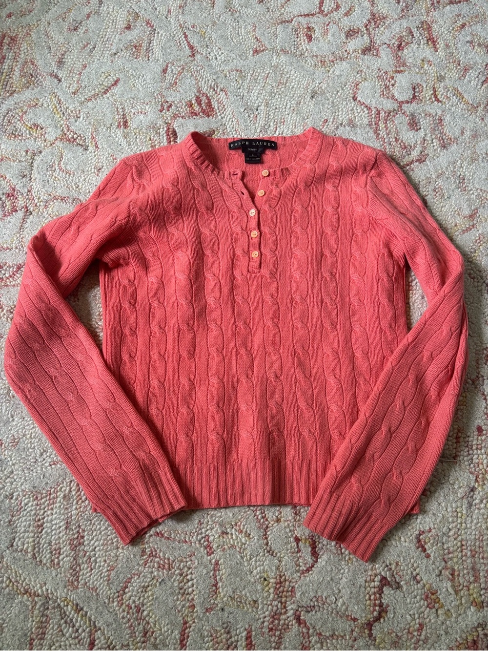 VTG Ralph Lauren black label slim fit 100% cashmere sweater womens L buttons